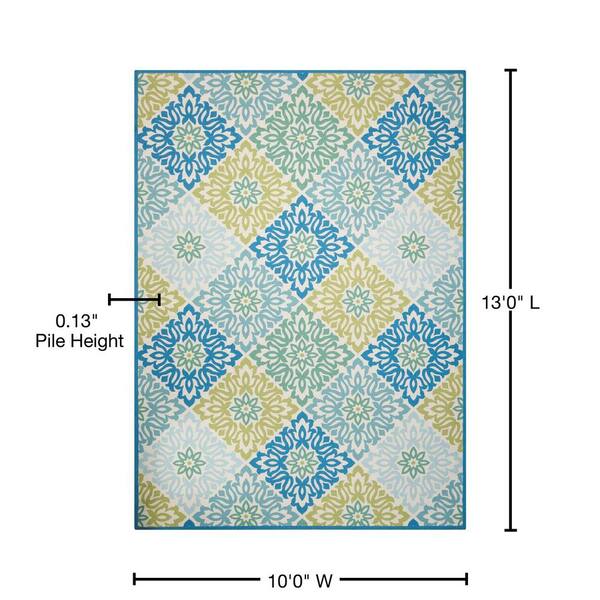 Waverly Sun N' Shade Shore Thing Ivory Blue 10' x 13' Area Rug