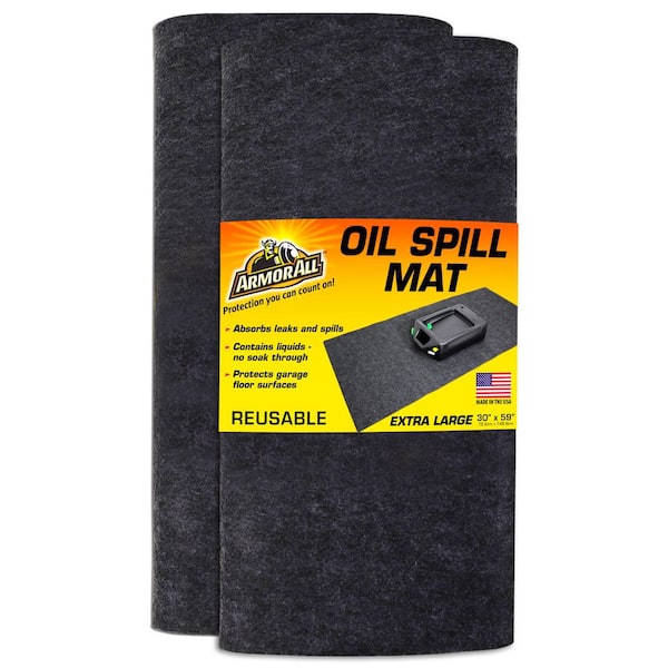 Armor All Oil Spill Mat (2-Pack) 4 ft. 11in. W x 2ft. 6in. L Charcoal Commercial/Residential Absorbent Waterproof Garage Floor Mat