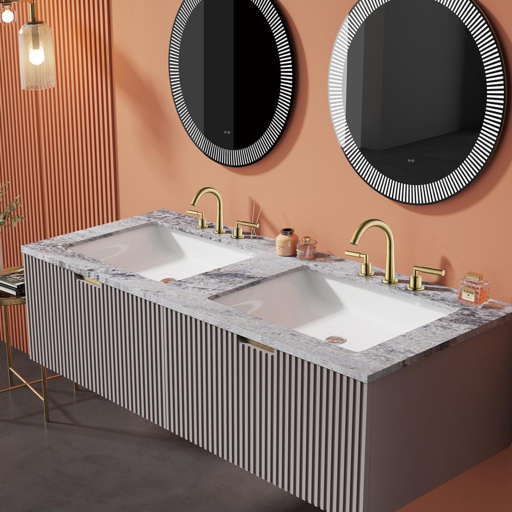 Brushed Gold Solid Brass Widespread Bathroom Faucet