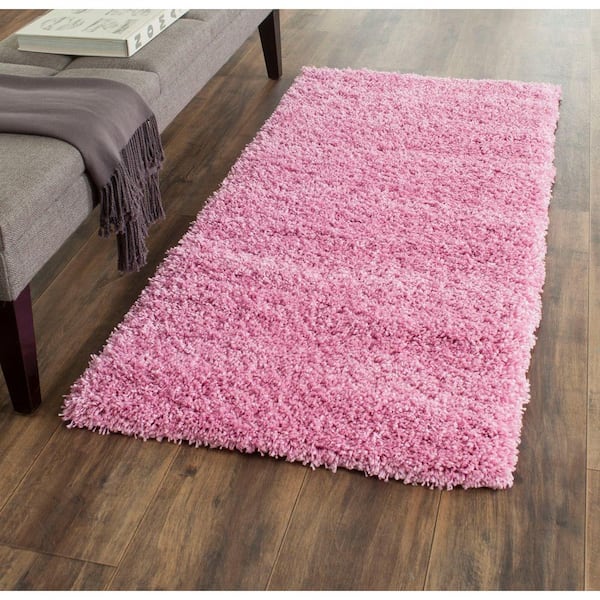 California Shag Pink 2 ft. x 5 ft. Solid Runner Rug