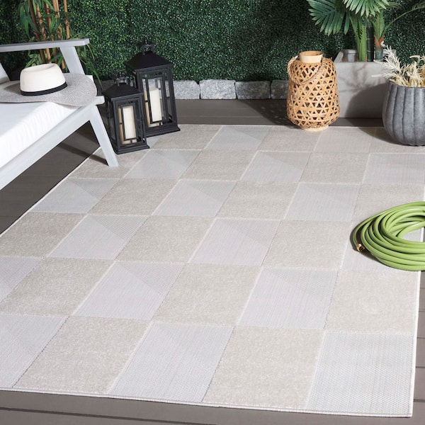 Stella Ivory 7 ft. x 7 ft. High-Low Geometric Square Indoor/Outdoor Area Rug