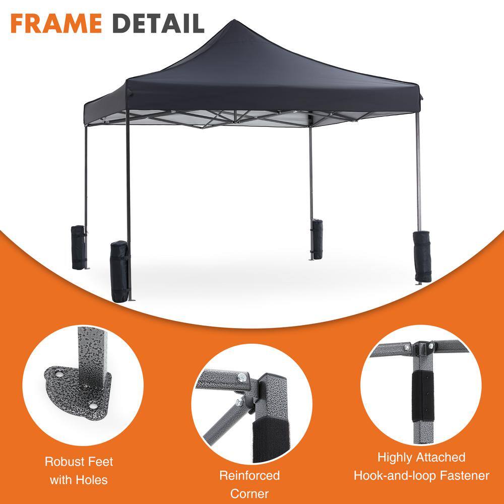 10 ft x 10 ft Gray Pop-Up Canopy Tent with Adjustable Height