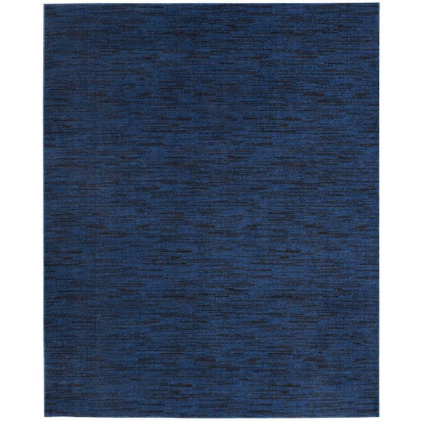 Essentials 9 ft. x 12 ft. Solid Midnight Blue Contemporary Indoor/Outdoor Patio Area Rug