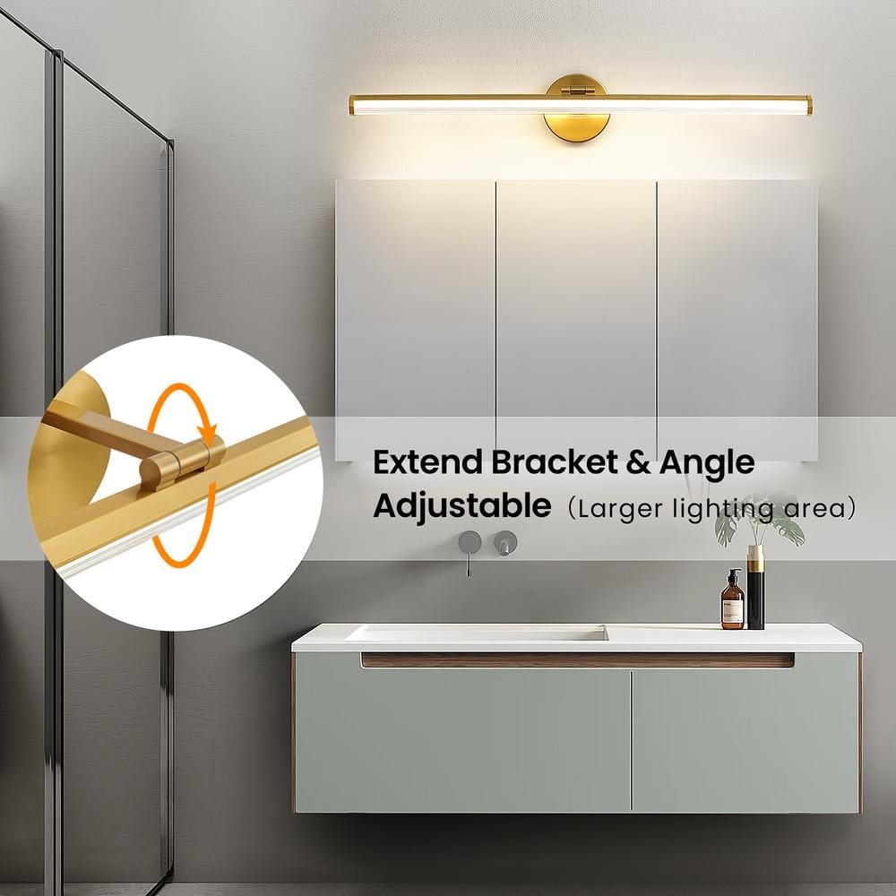 30-Inch Gold Dimmable LED Vanity Light with Acrylic Shade