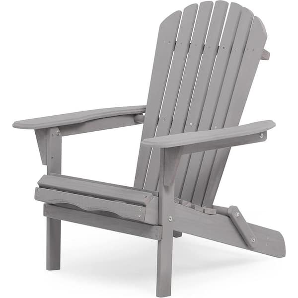 Unbranded Grey Folding Wood Adirondack Chair (1-Pack)