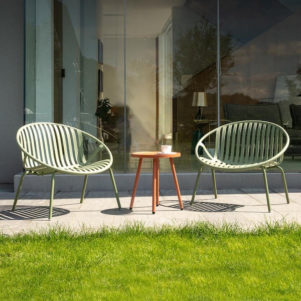 Werph Green 3-Piece Resin Plastic Patio Conversation Deep Seating Set