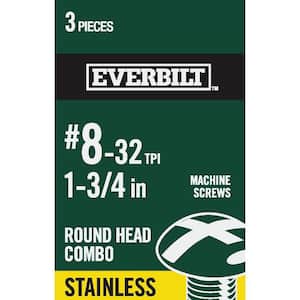 #8-32 x 1-3/4 in. Combo Round Head Stainless Steel Machine Screw (3-Pack)