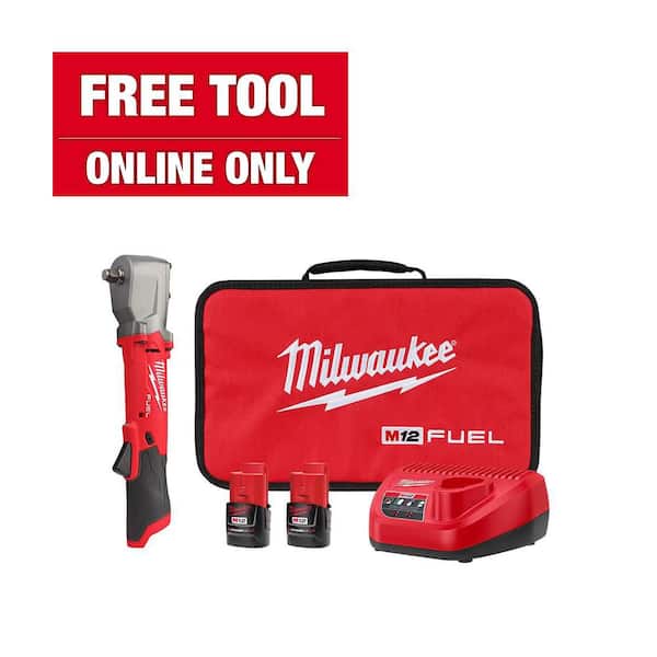 M12 FUEL 12V Lithium-Ion Brushless Cordless 1/2 in. Right Angle Impact Wrench Kit with Two 2.0 Ah Batteries