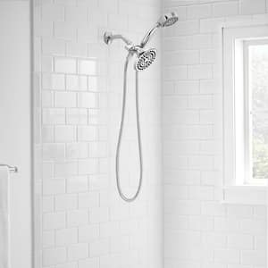 6-spray 5.5 in. Dual Shower Head and Handheld Shower Head in Chrome