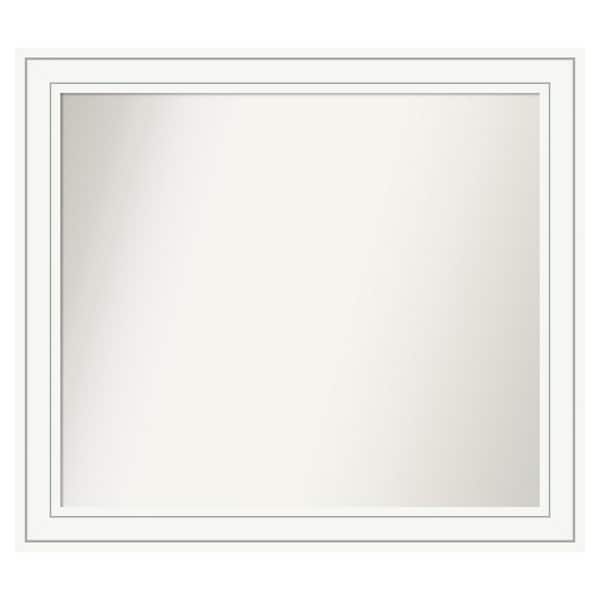 Amanti Art Craftsman White 35 in. x 31 in. Custom Non-Beveled Satin Wood Framed Bathroom Vanity Wall Mirror