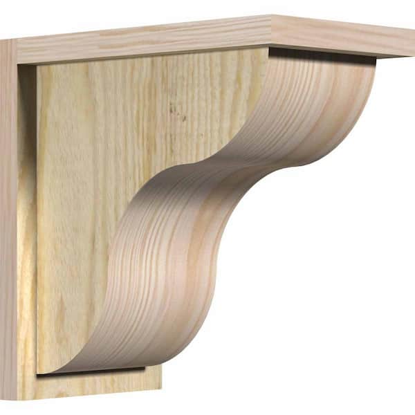 Ekena Millwork 8 in. x 14 in. x 14 in. Douglas Fir Carmel Rough Sawn Corbel with Backplate