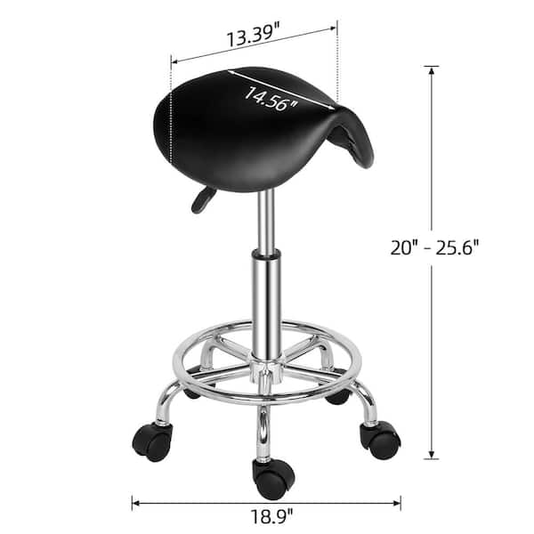 Karl home Black PU Leather Seat Adjustable Salon Stool