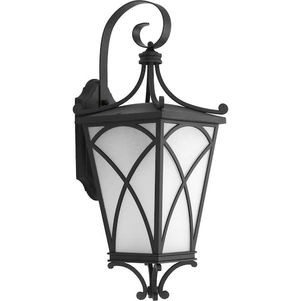 Progress Lighting Cadence Collection 1-Light 21.25 in. Outdoor Black Wall Lantern Sconce