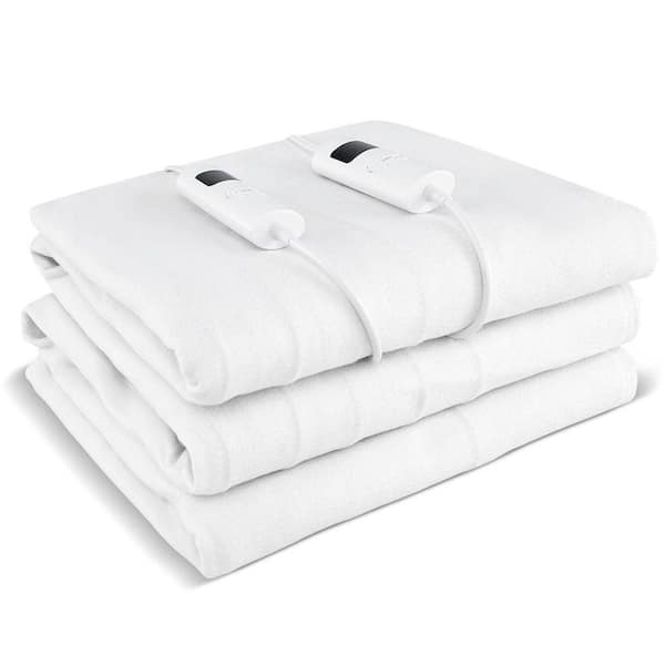 White Non Woven Fabric Machine Washable Queen Electric Blanket Pad with 9 Heat Setting and Overheat Protection