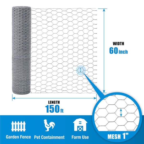 Fencer Wire 5 ft. x 150 ft. 20-Gauge Poultry Netting with 1 in. Mesh
