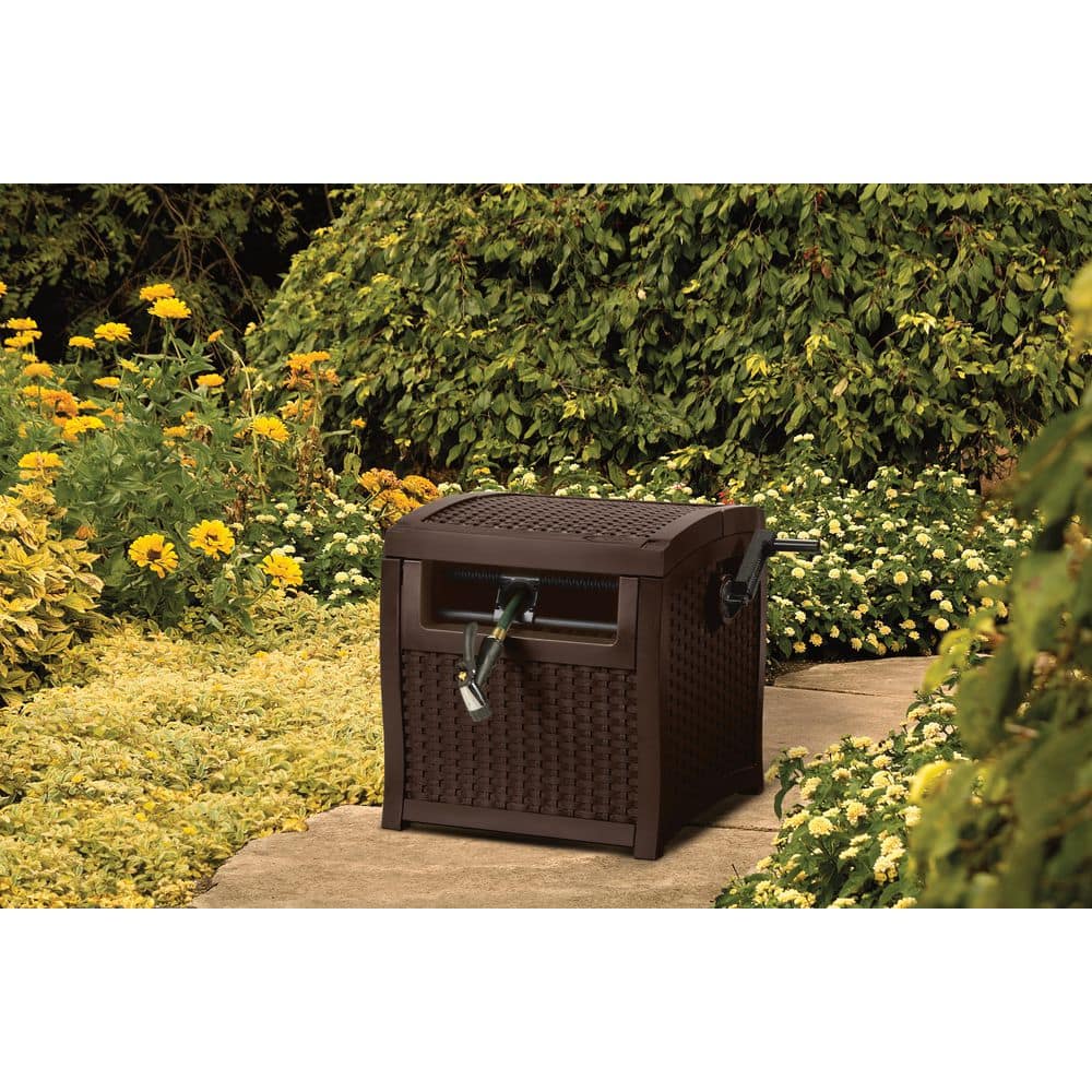 Java Brown Resin Wicker Hose Reel with Smart Track Guide