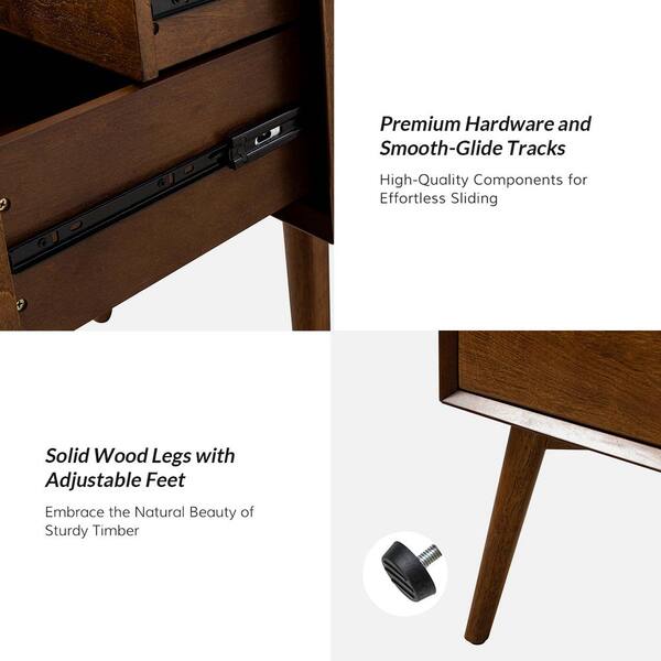 Journal Standard Furniture 2つSET！ JAYDEN CREATION Frieda Walnut 2-Drawer Nightstand with Built-in