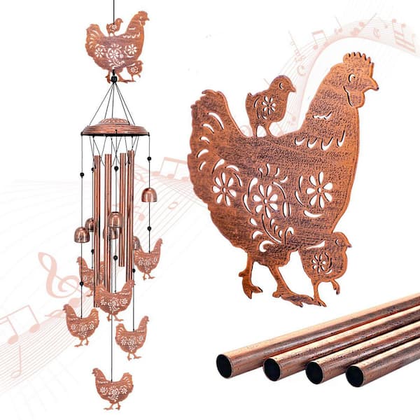 Metal Chicken Wind Chimes Outdoor, Garden Decor, Yard Decorations