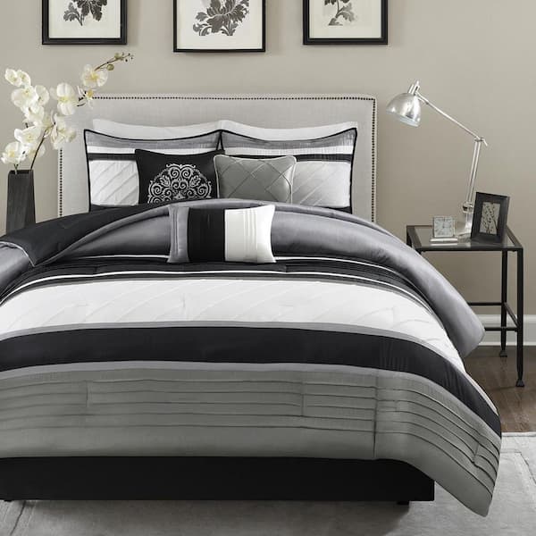 Anderson 7-Piece Grey Polyester Queen Comforter Set