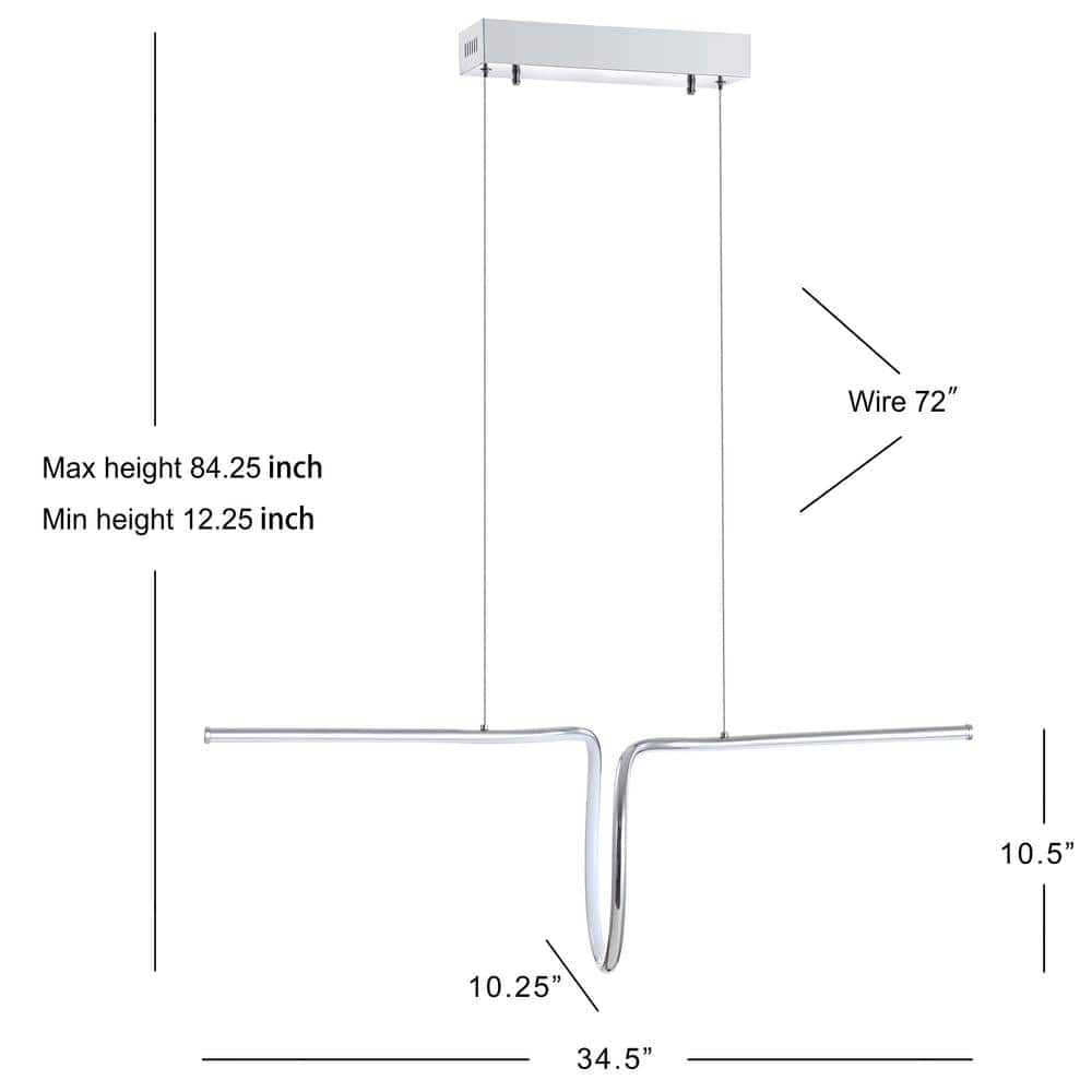 Ali 34.5" Chrome Contemporary Adjustable LED Island Pendant