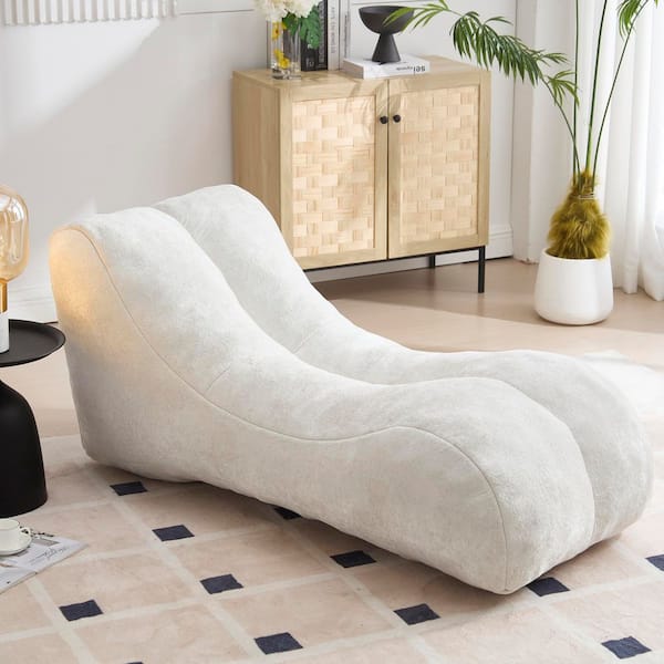 Unbranded White Polyester Large Bean Bag Sofa, Bean Bag Lounge Chair with Memory Foam Filled for Living Room, Bedroom or Balcony