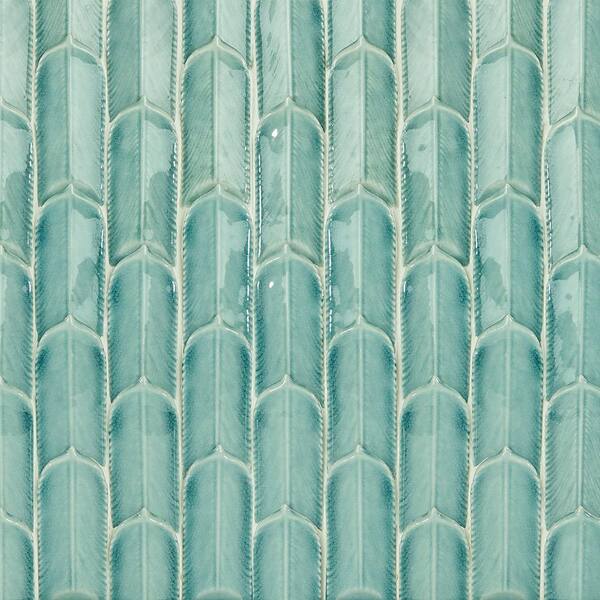 Ivy Hill Tile Arrow Green 12.75 in. x 12.8 in. Polished Ceramic Mosaic