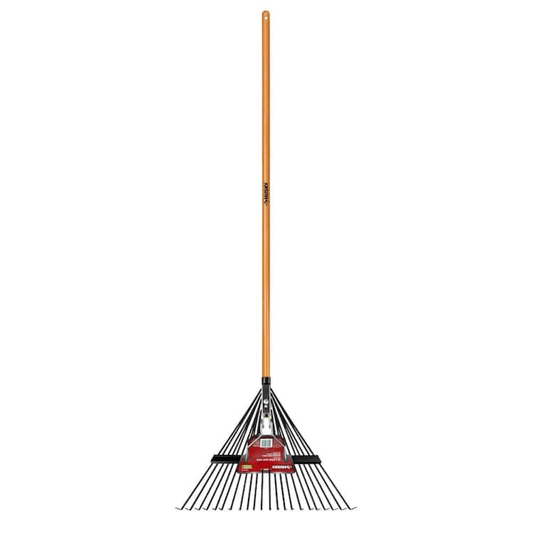 Husky 53 in. Long Wood Handle 22 in. Steel Leaf Rake Home Depot