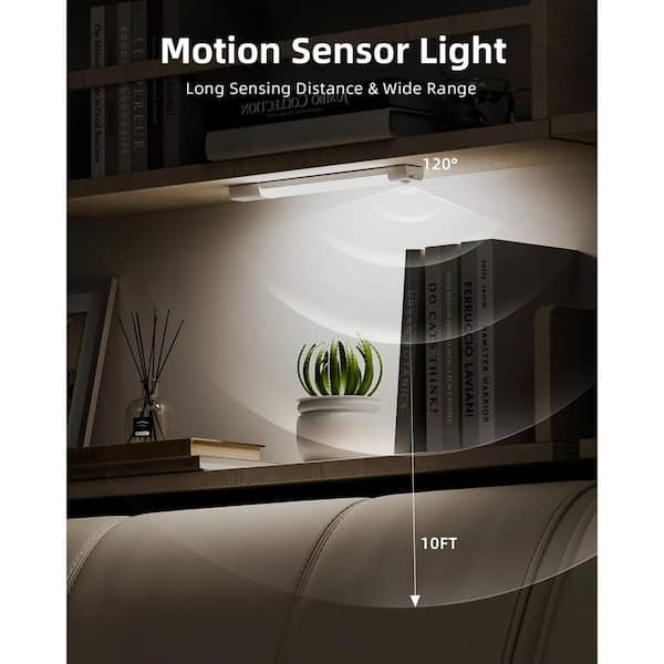 11.82 in. 3-Pack Battery Operated Wireless USB Charging White Integrated LED Linkable Under Cabinet Light, Closet Light