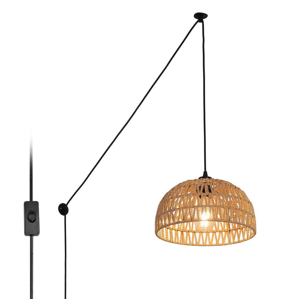Kitchen Island 12.3 in. Plug in 1 Light Rope Pendant Lamp with Cage Shade, Adjustable Height Chandelier, E26 Base price history on PriceWatchPro
