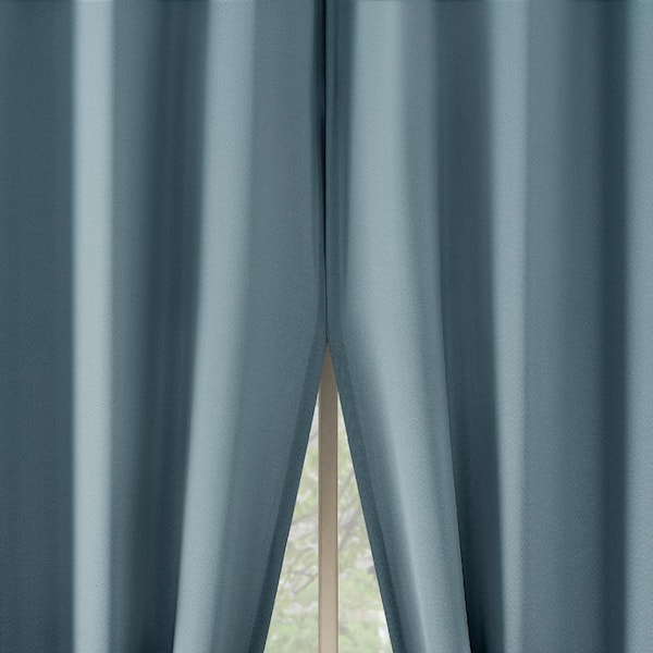 No. 918 Brandon Magnetic Closure Vintage Blue Polyester 54 in. W x 63 in. L Grommet Room Darkening Curtain (Double Panel)
