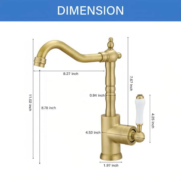 HOMEMYSTIQUE Solid Brass Single Handle High-Arc Standard Kitchen