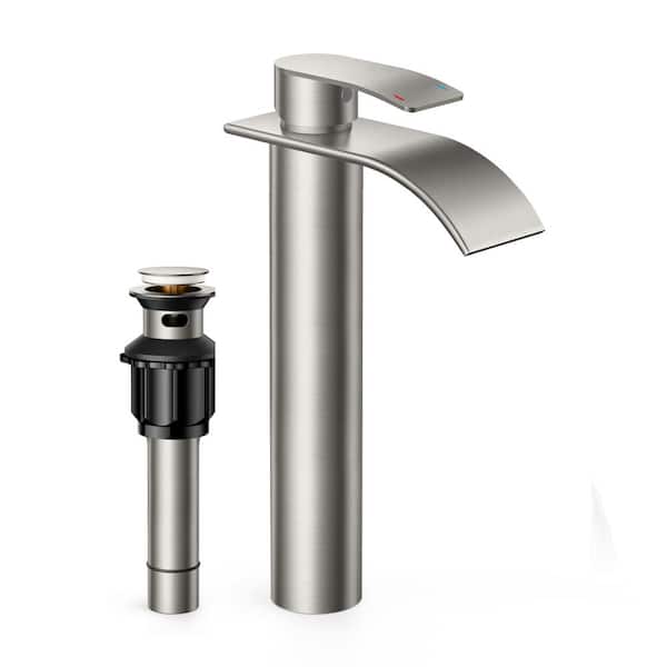 FURUISI Single Handle High-Arc Bathroom Faucet with Pop-Up Drain Included and Spot Resistant in Black Brushed Nickel