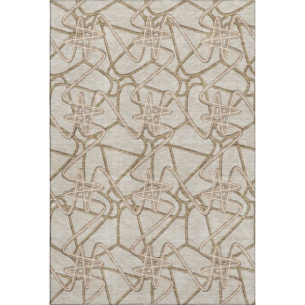 Addison Rugs Mayfield Premium Machine Washable Abstract AMF947 Beige 5 ft. x 7 ft. 6 in. Area Rug