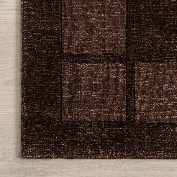 RUGS USA Petra High-Low Wool-Blend Truffle Brown 4 ft. x 6