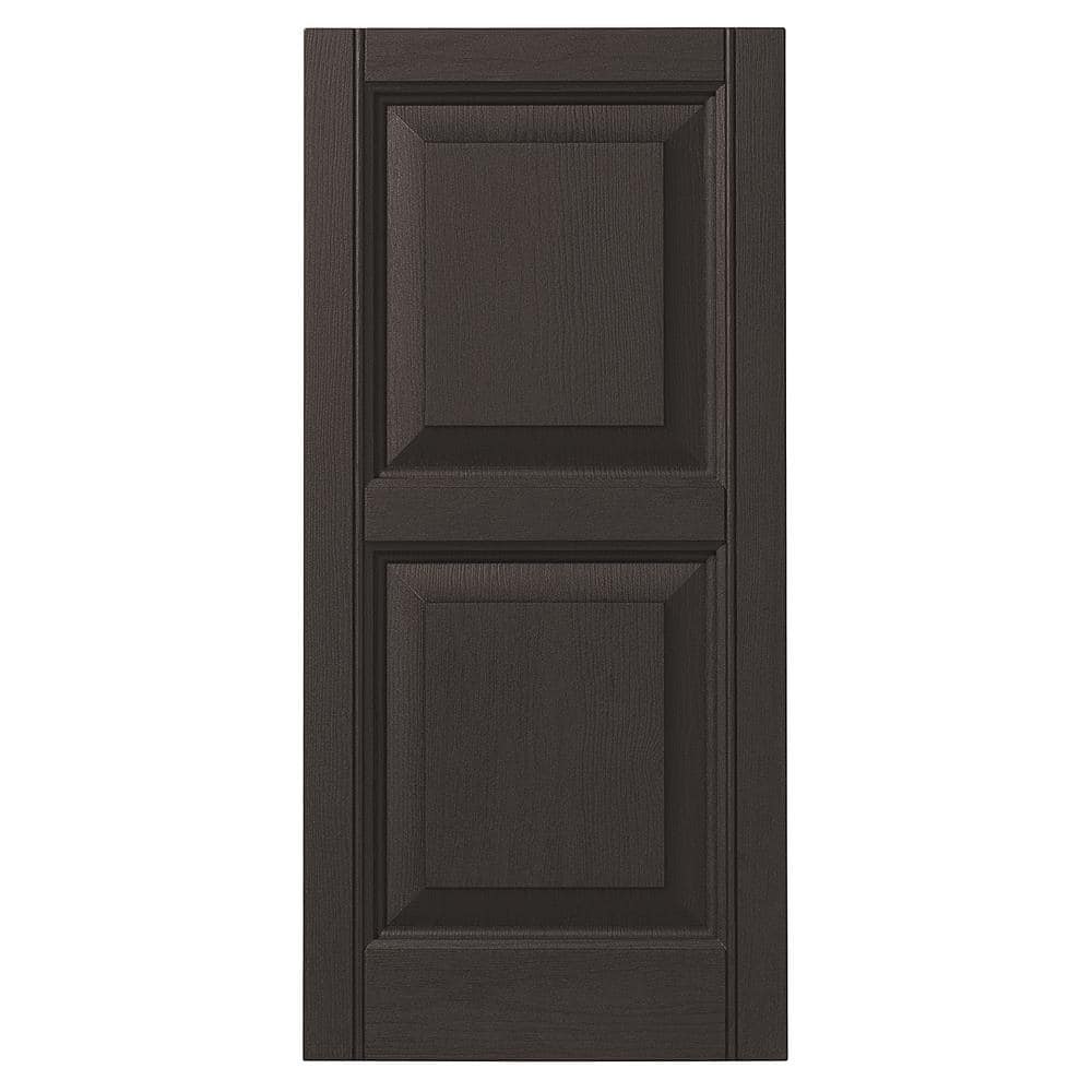 12 in. x 28 in. Raised Panel Polypropylene Shutters Pair in Brown