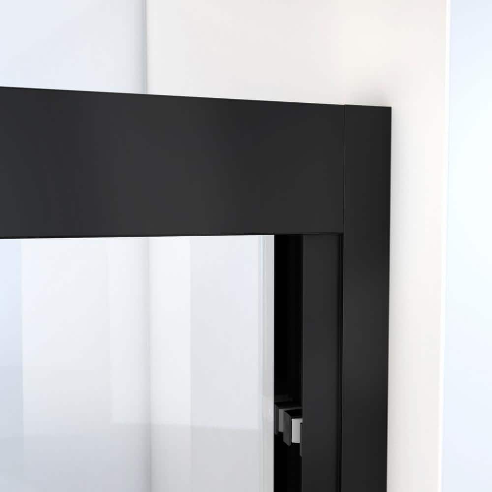 Matte Black Semi-Frameless Sliding Shower Door, 50-54" W x 72" H