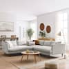 MODWAY Zoya 102 in. Square Arm 3-piece Polyester Rectangle Sectional Sofa in Heathered Weave Light Gray EEI-6613-HLG
