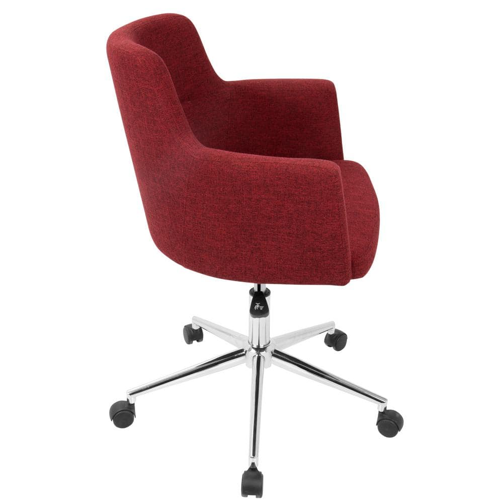 Celtic Red Fabric Swivel Arm Chair with Metal Base