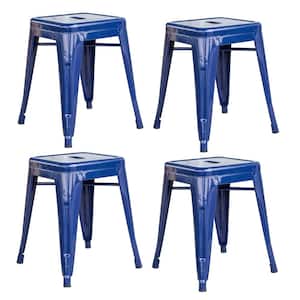 Loft Style 18 in. Stackable Metal Bar Stool in Blue (Set of 4)
