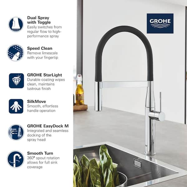 Maan oppervlakte Hong Kong Mathis GROHE Essence New Single-Handle Pull-Down Sprayer Kitchen Faucet in Hard  Graphite 30295A00 - The Home Depot