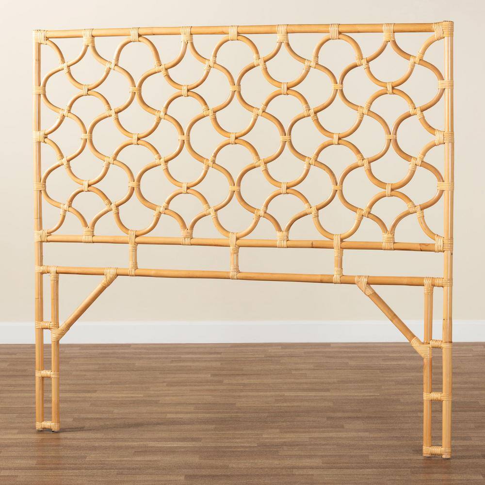 Kalcya Honey Brown Natural Rattan Queen Size Standalone Headboard