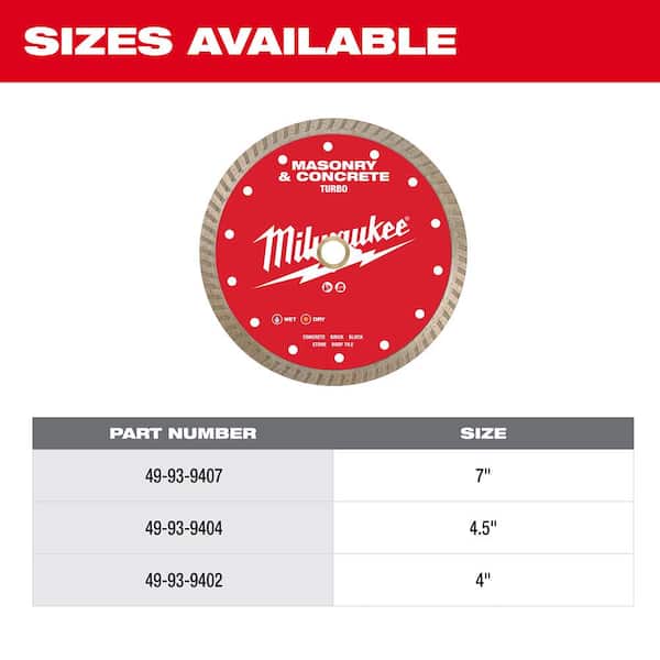 Milwaukee 4 in. Turbo Masonry & Concrete Diamond Blade