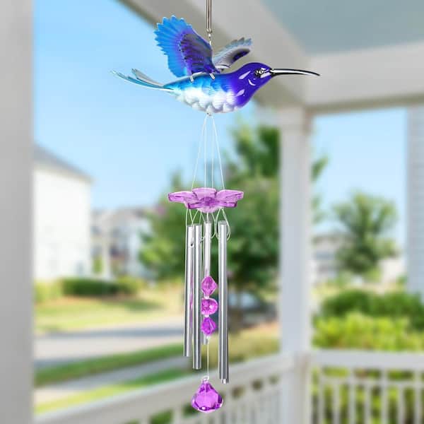 Exhart WindyWing Hummingbird Purple Teal with Teal Wings Metallic