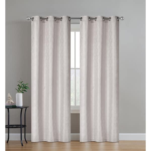 Dainty Home Monte Carlo 76 in. x 96 in. Textured Window Panel Pair in Taupe