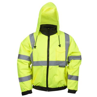Reptyle Type R Class 3 Medium Bomber Jacket in Lime with Quilted Lining and Attached Hood