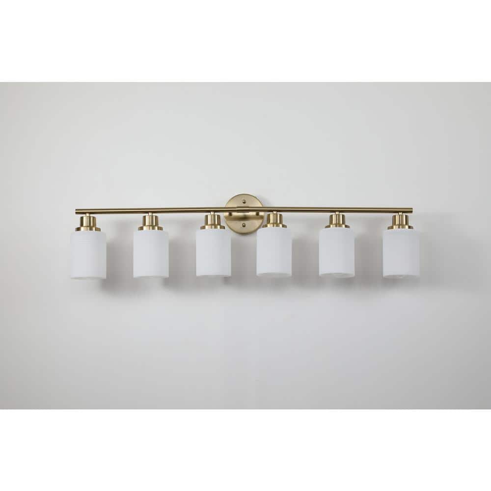 38 3/5 in. 6 Light Golden Bathroom Vanity Light Fixture with Glass Shade (No Bulbs) price history on PriceWatchPro