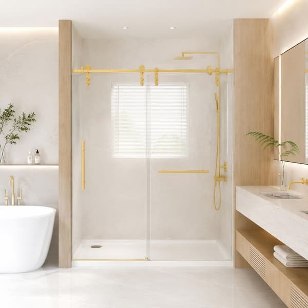 Ximuprmy 44 in. - 48 in. W x 76 in. H Sliding Frameless Shower