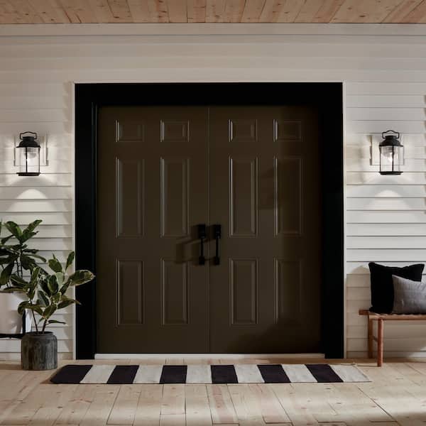 Ashland Bay 13.5 in. 1-Light Weathered Zinc Outdoor Hardwired Wall Lantern Sconce with No Bulbs Included (1-Pack)