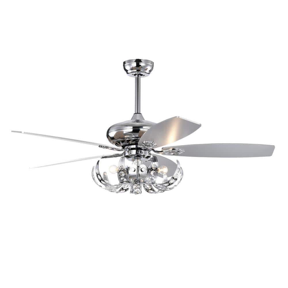 52 in. Smart Indoor Chrome Ceiling Fan with Remote, Timer, 3 Adjustable Win