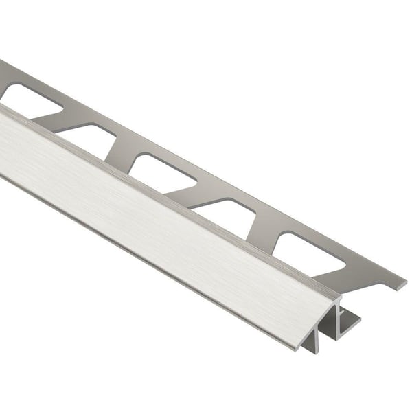 Schluter Reno-TK Brushed Nickel Anodized Aluminum 1/2 in. x 8 ft. 2-1/2 in. Metal Reducer Tile Edging Trim